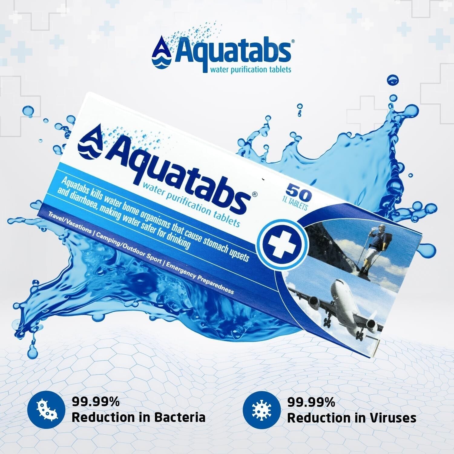 Aquatabs Water Purification Tablets 50 Camp Hike Survival Rescue Emergen Potable