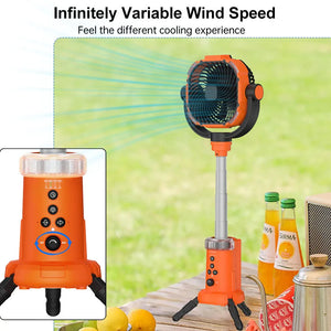 Camping Fan 20000Mah Rechargeable Portable Outdoor Camping Fan Wireless Camping Tent Ceiling Fan with Light and Remote Control