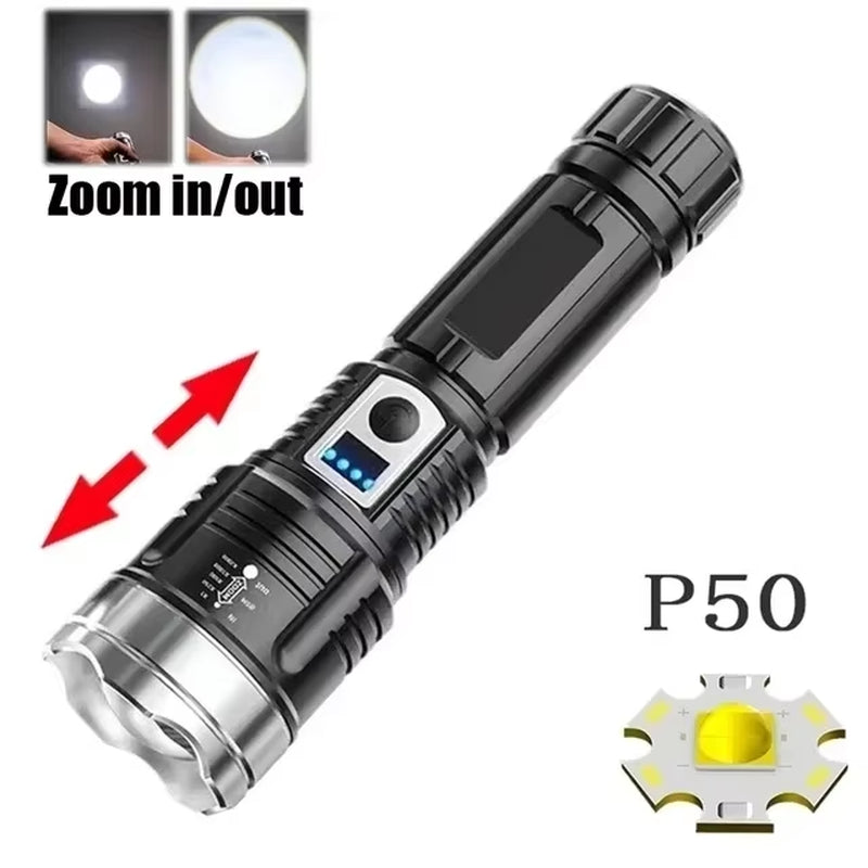 Tactical Flashlight, USB Rechargeable, Zoom Torch