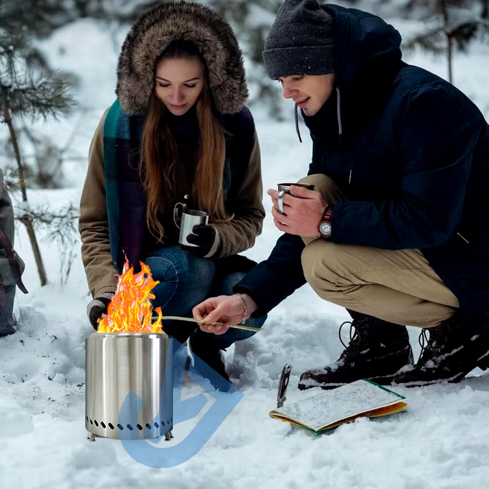 Portable Stainless Steel Mini Camping Stove & Fire Pit Heater