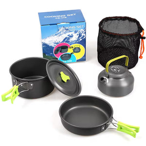 Portable Camping Pot Pan Kettle Lightweight Camping Cooking Set Nonstick Outdoor Cookware Kit for Backapcking Hiking Picnic BBQ