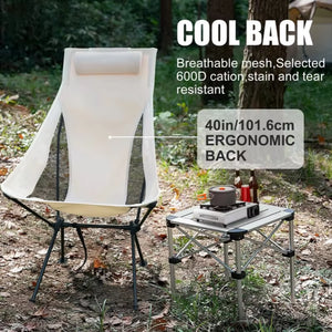 Portable Folding Camping Chair with Headrest Lightweight Tourist Chairs