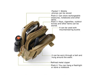 Outdoor Survival Pouch Waist Pack Emergency Tool Bag - Army Green