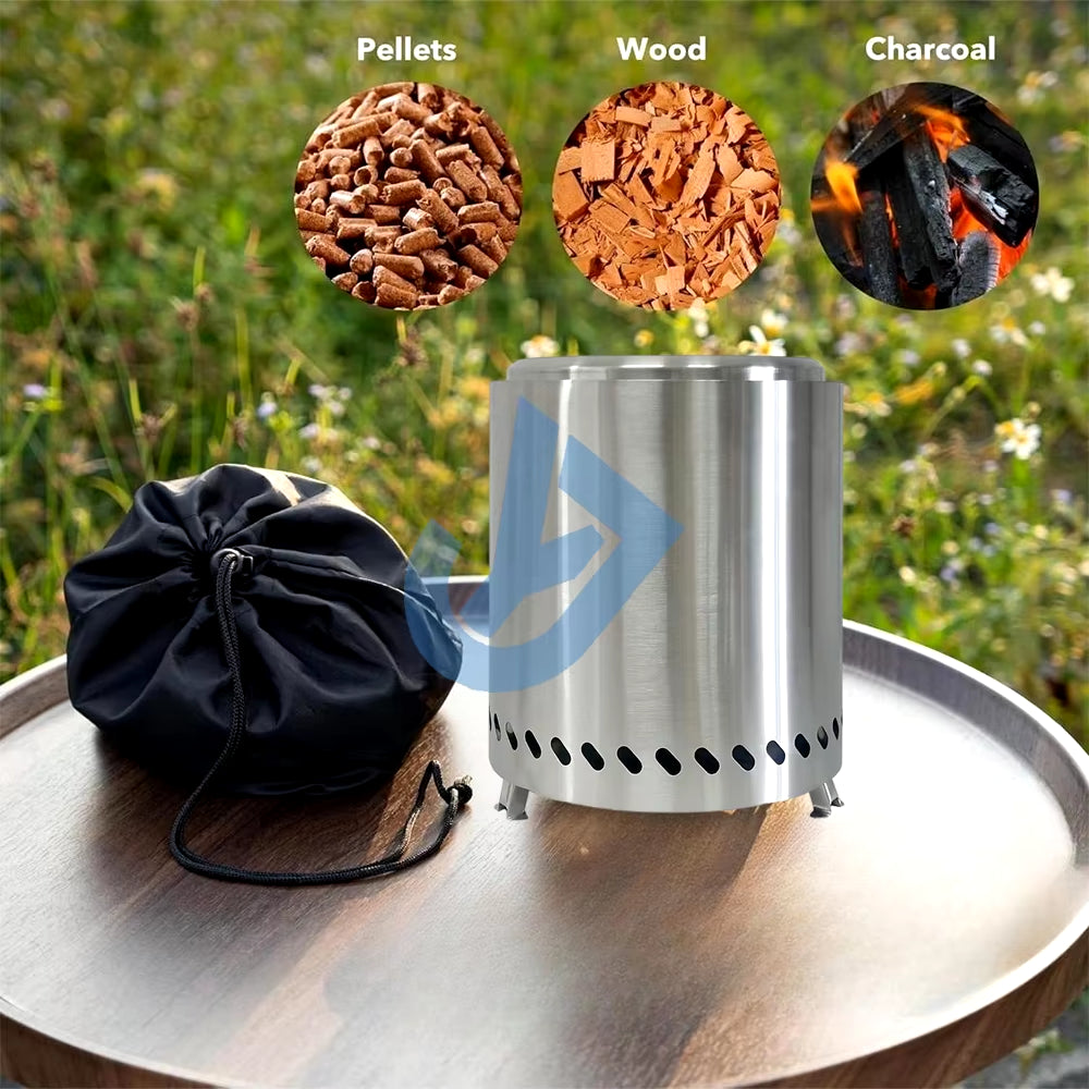 Portable Stainless Steel Mini Camping Stove & Fire Pit Heater