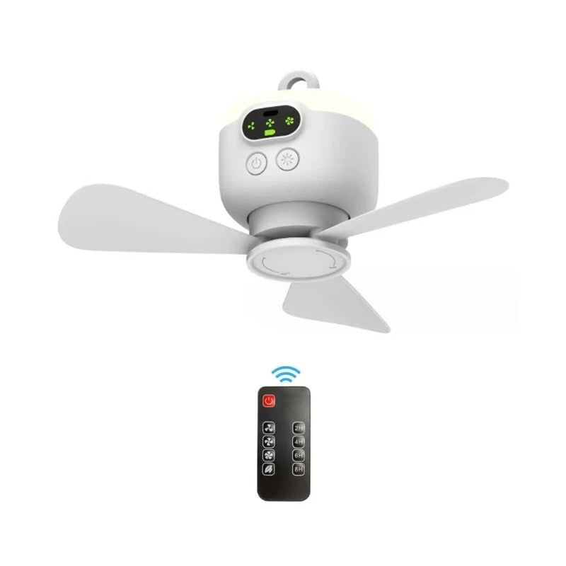 USB Rechargeable Ceiling Fan w/ Light, 4000/8000/12000mAh